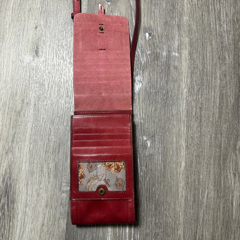 Hobo Token Wallet Phone Crossbody in Red Leather - Picture 5 of 9